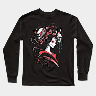 Geisha | Grim Reaper Geisha Skull | Cool Retro Japanese Aesthetic #14 Long Sleeve T-Shirt